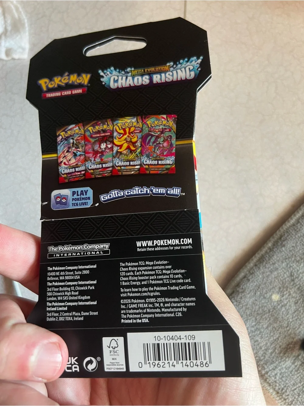 TCG Chaos Rising Booster Pack - Pokemon